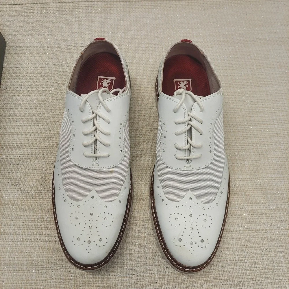 Stacy Adams Summit Mens 10 M White Wingtip Oxford Dress Shoes SA25434-100